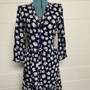 Old Navy Women's Rayon Daisy Print Navy Blue Dress Size X-Small